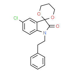 ChemSpider 2D Image | 5'-Chloro-1'-(2-phenylethyl)spiro[1,3-dioxane-2,3'-indol]-2'(1'H)-one | C19H18ClNO3