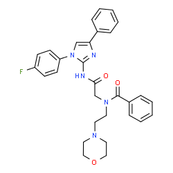 ChemSpider 2D Image | N-(2-{[1-(4-Fluorophenyl)-4-phenyl-1H-imidazol-2-yl]amino}-2-oxoethyl)-N-[2-(4-morpholinyl)ethyl]benzamide | C30H30FN5O3