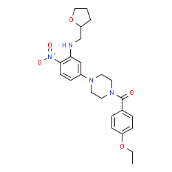 ChemSpider 2D Image | (4-Ethoxyphenyl)(4-{4-nitro-3-[(tetrahydro-2-furanylmethyl)amino]phenyl}-1-piperazinyl)methanone | C24H30N4O5