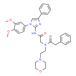 ChemSpider 2D Image | N-[1-(3,4-Dimethoxyphenyl)-4-phenyl-1H-imidazol-2-yl]-N~2~-[2-(4-morpholinyl)ethyl]-N~2~-(phenylacetyl)glycinamide | C33H37N5O5
