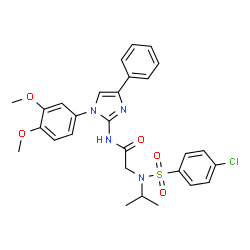 ChemSpider 2D Image | N~2~-[(4-Chlorophenyl)sulfonyl]-N-[1-(3,4-dimethoxyphenyl)-4-phenyl-1H-imidazol-2-yl]-N~2~-isopropylglycinamide | C28H29ClN4O5S