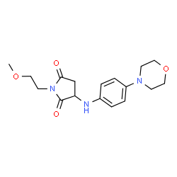 ChemSpider 2D Image | 1-(2-Methoxyethyl)-3-{[4-(4-morpholinyl)phenyl]amino}-2,5-pyrrolidinedione | C17H23N3O4