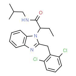 ChemSpider 2D Image | 2-[2-(2,6-Dichlorobenzyl)-1H-benzimidazol-1-yl]-N-isobutylbutanamide | C22H25Cl2N3O