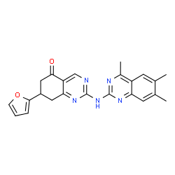ChemSpider 2D Image | 7-(2-Furyl)-2-[(4,6,7-trimethyl-2-quinazolinyl)amino]-7,8-dihydro-5(6H)-quinazolinone | C23H21N5O2