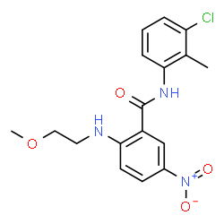ChemSpider 2D Image | N-(3-Chloro-2-methylphenyl)-2-[(2-methoxyethyl)amino]-5-nitrobenzamide | C17H18ClN3O4