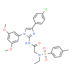 ChemSpider 2D Image | N-[4-(4-Chlorophenyl)-1-(3,5-dimethoxyphenyl)-1H-imidazol-2-yl]-N~2~-ethyl-N~2~-[(4-methylphenyl)sulfonyl]glycinamide | C28H29ClN4O5S