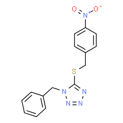 ChemSpider 2D Image | 1-Benzyl-5-[(4-nitrobenzyl)sulfanyl]-1H-tetrazole | C15H13N5O2S