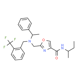 ChemSpider 2D Image | N-sec-Butyl-2-({(1-phenylethyl)[2-(trifluoromethyl)benzyl]amino}methyl)-1,3-oxazole-4-carboxamide | C25H28F3N3O2