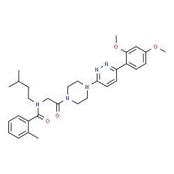 ChemSpider 2D Image | N-(2-{4-[6-(2,4-Dimethoxyphenyl)-3-pyridazinyl]-1-piperazinyl}-2-oxoethyl)-2-methyl-N-(3-methylbutyl)benzamide | C31H39N5O4