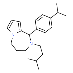 ChemSpider 2D Image | 1-(4-Isopropylphenyl)-2-(3-methylbutyl)-2,3,4,5-tetrahydro-1H-pyrrolo[1,2-a][1,4]diazepine | C22H32N2