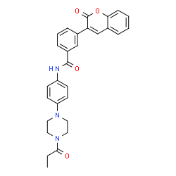 ChemSpider 2D Image | 3-(2-oxo-2H-chromen-3-yl)-N-[4-(4-propanoylpiperazin-1-yl)phenyl]benzamide | C29H27N3O4