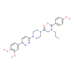 ChemSpider 2D Image | N-(2-{4-[6-(3,4-Dimethoxyphenyl)-3-pyridazinyl]-1-piperazinyl}-2-oxoethyl)-4-methoxy-N-propylbenzamide | C29H35N5O5