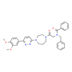 ChemSpider 2D Image | N-Benzyl-N-(2-{4-[6-(3,4-dimethoxyphenyl)-3-pyridazinyl]-1,4-diazepan-1-yl}-2-oxoethyl)benzamide | C33H35N5O4