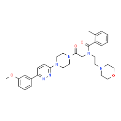 ChemSpider 2D Image | N-(2-{4-[6-(3-Methoxyphenyl)-3-pyridazinyl]-1-piperazinyl}-2-oxoethyl)-2-methyl-N-[2-(4-morpholinyl)ethyl]benzamide | C31H38N6O4