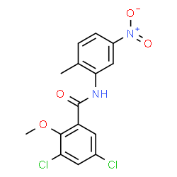 ChemSpider 2D Image | 3,5-Dichloro-2-methoxy-N-(2-methyl-5-nitrophenyl)benzamide | C15H12Cl2N2O4