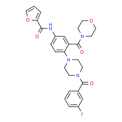 ChemSpider 2D Image | N-{4-[4-(3-Fluorobenzoyl)-1-piperazinyl]-3-(4-morpholinylcarbonyl)phenyl}-2-furamide | C27H27FN4O5