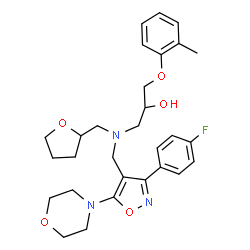 ChemSpider 2D Image | 1-[{[3-(4-Fluorophenyl)-5-(4-morpholinyl)-1,2-oxazol-4-yl]methyl}(tetrahydro-2-furanylmethyl)amino]-3-(2-methylphenoxy)-2-propanol | C29H36FN3O5