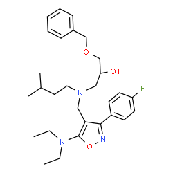 ChemSpider 2D Image | 1-(Benzyloxy)-3-[{[5-(diethylamino)-3-(4-fluorophenyl)-1,2-oxazol-4-yl]methyl}(3-methylbutyl)amino]-2-propanol | C29H40FN3O3