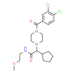 ChemSpider 2D Image | 2-Cyclopentyl-2-[4-(3,4-dichlorobenzoyl)-1-piperazinyl]-N-(2-methoxyethyl)acetamide | C21H29Cl2N3O3