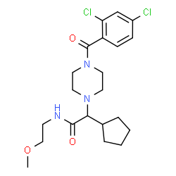 ChemSpider 2D Image | 2-Cyclopentyl-2-[4-(2,4-dichlorobenzoyl)-1-piperazinyl]-N-(2-methoxyethyl)acetamide | C21H29Cl2N3O3