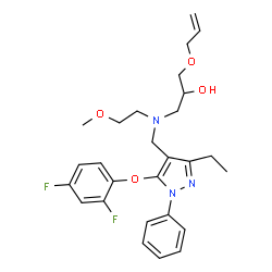 ChemSpider 2D Image | 1-(Allyloxy)-3-[{[5-(2,4-difluorophenoxy)-3-ethyl-1-phenyl-1H-pyrazol-4-yl]methyl}(2-methoxyethyl)amino]-2-propanol | C27H33F2N3O4
