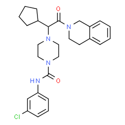 ChemSpider 2D Image | N-(3-Chlorophenyl)-4-[1-cyclopentyl-2-(3,4-dihydro-2(1H)-isoquinolinyl)-2-oxoethyl]-1-piperazinecarboxamide | C27H33ClN4O2
