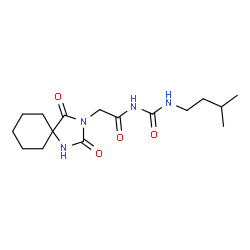 ChemSpider 2D Image | 2-(2,4-Dioxo-1,3-diazaspiro[4.5]dec-3-yl)-N-[(3-methylbutyl)carbamoyl]acetamide | C16H26N4O4