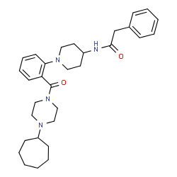 ChemSpider 2D Image | N-(1-{2-[(4-Cycloheptyl-1-piperazinyl)carbonyl]phenyl}-4-piperidinyl)-2-phenylacetamide | C31H42N4O2