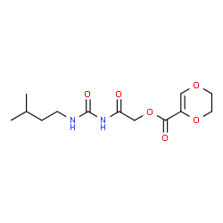 ChemSpider 2D Image | 2-{[(3-Methylbutyl)carbamoyl]amino}-2-oxoethyl 5,6-dihydro-1,4-dioxine-2-carboxylate | C13H20N2O6