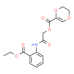 ChemSpider 2D Image | 2-{[2-(Ethoxycarbonyl)phenyl]amino}-2-oxoethyl 5,6-dihydro-1,4-dioxine-2-carboxylate | C16H17NO7