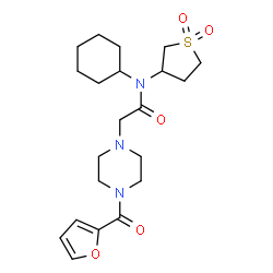 ChemSpider 2D Image | N-Cyclohexyl-N-(1,1-dioxidotetrahydro-3-thiophenyl)-2-[4-(2-furoyl)-1-piperazinyl]acetamide | C21H31N3O5S