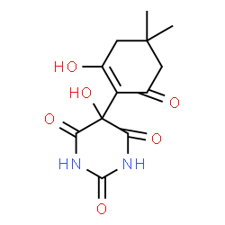 ChemSpider 2D Image | 5-Hydroxy-5-(2-hydroxy-4,4-dimethyl-6-oxo-1-cyclohexen-1-yl)-2,4,6(1H,3H,5H)-pyrimidinetrione | C12H14N2O6