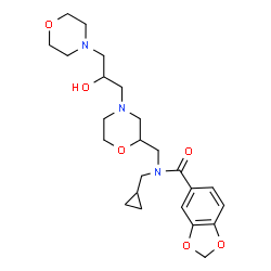 ChemSpider 2D Image | N-(Cyclopropylmethyl)-N-({4-[2-hydroxy-3-(4-morpholinyl)propyl]-2-morpholinyl}methyl)-1,3-benzodioxole-5-carboxamide | C24H35N3O6