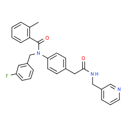 ChemSpider 2D Image | N-(3-Fluorobenzyl)-2-methyl-N-(4-{2-oxo-2-[(3-pyridinylmethyl)amino]ethyl}phenyl)benzamide | C29H26FN3O2