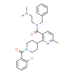 ChemSpider 2D Image | N-Benzyl-2-[1-(2-chlorobenzoyl)-4-piperidinyl]-N-[2-(dimethylamino)ethyl]-6-methylnicotinamide | C30H35ClN4O2