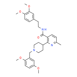 ChemSpider 2D Image | 2-[1-(2,5-Dimethoxybenzyl)-4-piperidinyl]-N-[2-(3,4-dimethoxyphenyl)ethyl]-6-methylnicotinamide | C31H39N3O5