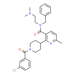 ChemSpider 2D Image | N-Benzyl-2-[1-(3-chlorobenzoyl)-4-piperidinyl]-N-[2-(dimethylamino)ethyl]-6-methylnicotinamide | C30H35ClN4O2