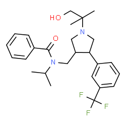 ChemSpider 2D Image | N-({1-(1-Hydroxy-2-methyl-2-propanyl)-4-[3-(trifluoromethyl)phenyl]-3-pyrrolidinyl}methyl)-N-isopropylbenzamide | C26H33F3N2O2