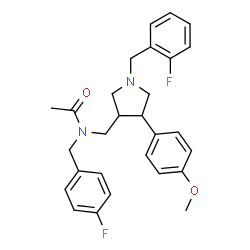 ChemSpider 2D Image | N-(4-Fluorobenzyl)-N-{[1-(2-fluorobenzyl)-4-(4-methoxyphenyl)-3-pyrrolidinyl]methyl}acetamide | C28H30F2N2O2