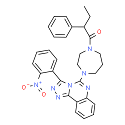 ChemSpider 2D Image | 1-{4-[3-(2-Nitrophenyl)[1,2,4]triazolo[4,3-c]quinazolin-5-yl]-1,4-diazepan-1-yl}-2-phenyl-1-butanone | C30H29N7O3