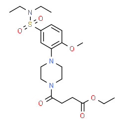 ChemSpider 2D Image | Ethyl 4-{4-[5-(diethylsulfamoyl)-2-methoxyphenyl]-1-piperazinyl}-4-oxobutanoate | C21H33N3O6S