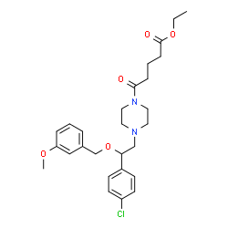 ChemSpider 2D Image | Ethyl 5-(4-{2-(4-chlorophenyl)-2-[(3-methoxybenzyl)oxy]ethyl}-1-piperazinyl)-5-oxopentanoate | C27H35ClN2O5