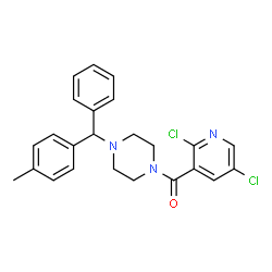 ChemSpider 2D Image | (2,5-Dichloro-3-pyridinyl){4-[(4-methylphenyl)(phenyl)methyl]-1-piperazinyl}methanone | C24H23Cl2N3O