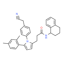 ChemSpider 2D Image | 3-{1-[4-(Cyanomethyl)phenyl]-5-(2,4-dimethylphenyl)-1H-pyrrol-2-yl}-N-(1,2,3,4-tetrahydro-1-naphthalenyl)propanamide | C33H33N3O