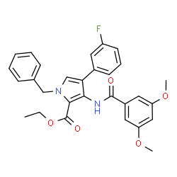 ChemSpider 2D Image | Ethyl 1-benzyl-3-[(3,5-dimethoxybenzoyl)amino]-4-(3-fluorophenyl)-1H-pyrrole-2-carboxylate | C29H27FN2O5
