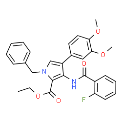 ChemSpider 2D Image | Ethyl 1-benzyl-4-(3,4-dimethoxyphenyl)-3-[(2-fluorobenzoyl)amino]-1H-pyrrole-2-carboxylate | C29H27FN2O5