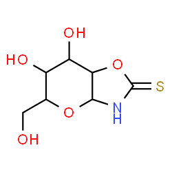 ChemSpider 2D Image | 6,7-Dihydroxy-5-(hydroxymethyl)hexahydro-2H-pyrano[2,3-d][1,3]oxazole-2-thione | C7H11NO5S