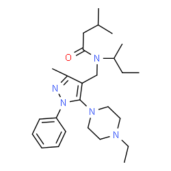 ChemSpider 2D Image | N-sec-Butyl-N-{[5-(4-ethyl-1-piperazinyl)-3-methyl-1-phenyl-1H-pyrazol-4-yl]methyl}-3-methylbutanamide | C26H41N5O