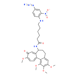 ChemSpider 2D Image | 6-[(4-Azido-2-nitrophenyl)amino]-N-(1,2,3,10-tetramethoxy-9-oxo-5,6,7,9-tetrahydrobenzo[a]heptalen-7-yl)hexanamide | C32H37N6O8