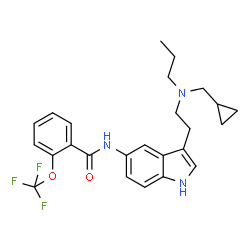 ChemSpider 2D Image | N-(3-{2-[(Cyclopropylmethyl)(propyl)amino]ethyl}-1H-indol-5-yl)-2-(trifluoromethoxy)benzamide | C25H28F3N3O2